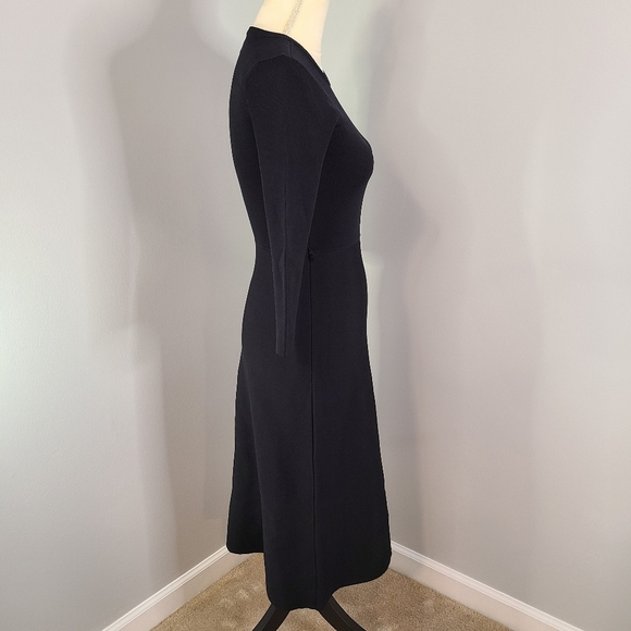 Eliza J Midi Dress Small Black 3/4 Sleeve Sweater Knit A Line Pullover Crewneck - Picture 4 of 13